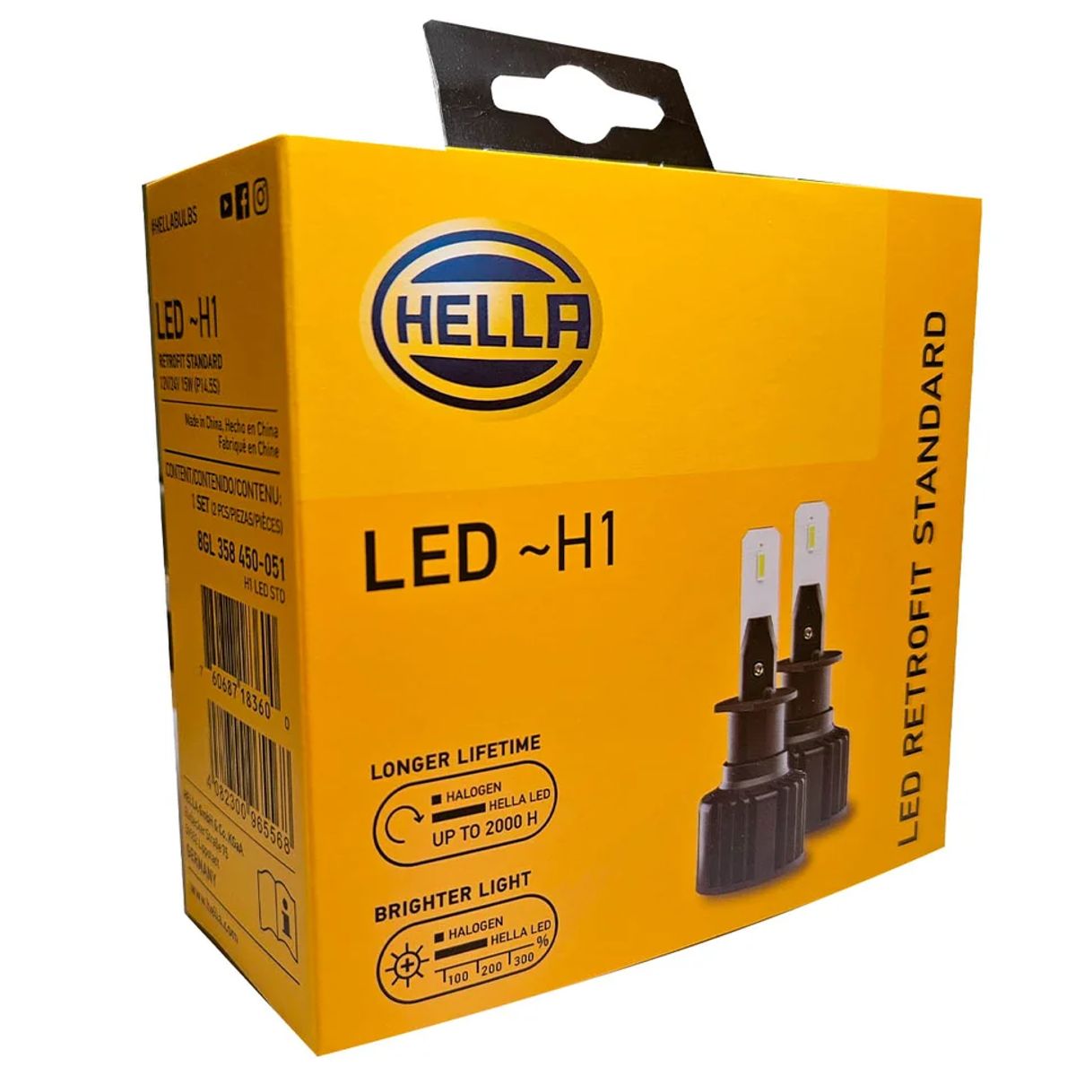 HELLA - Hella ampolletas Led auto H1 Cool White 6500k Faros Delanteros
