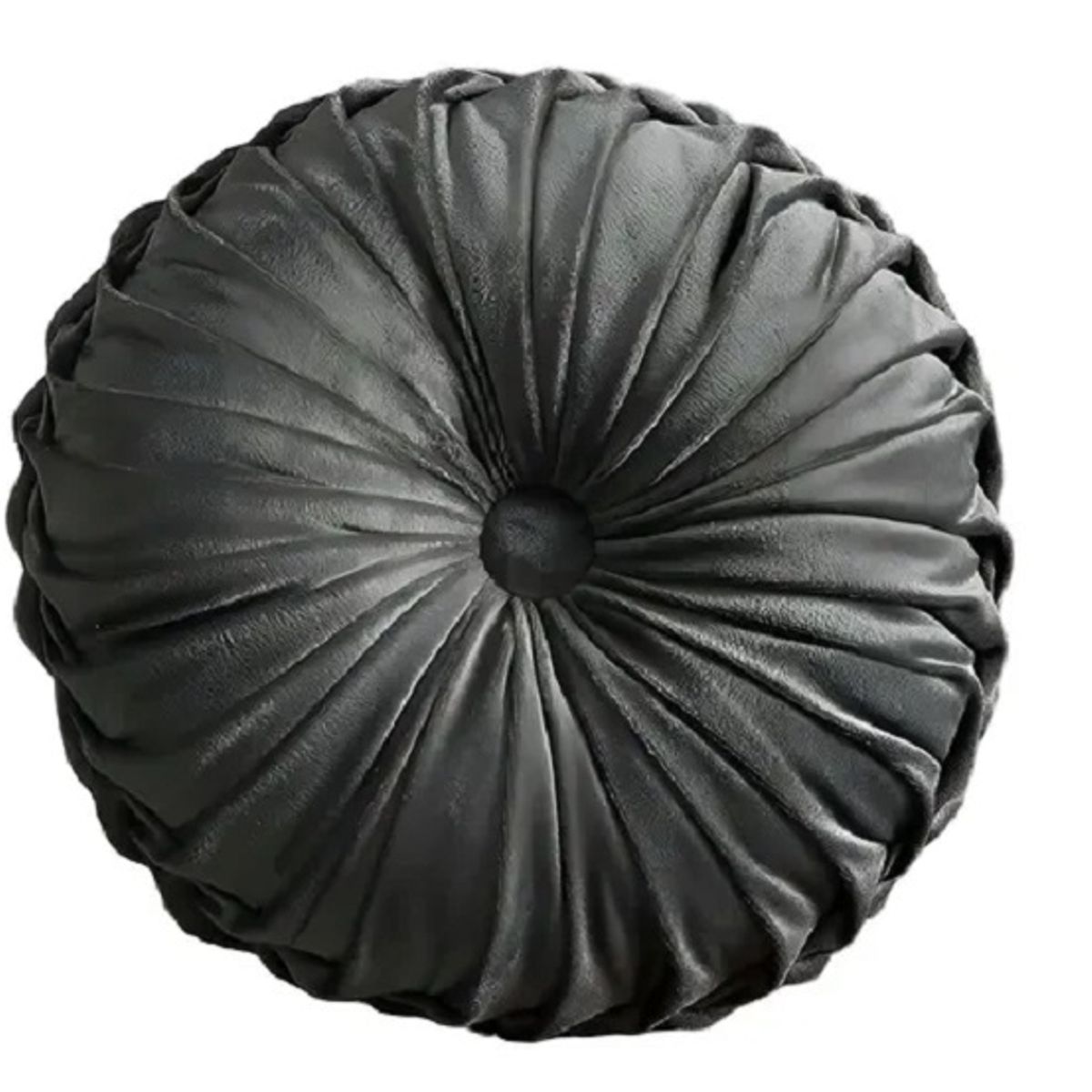 GENERICO - Cojín de Terciopelo Redondo Diametro 38 Cm color Gris oscuro