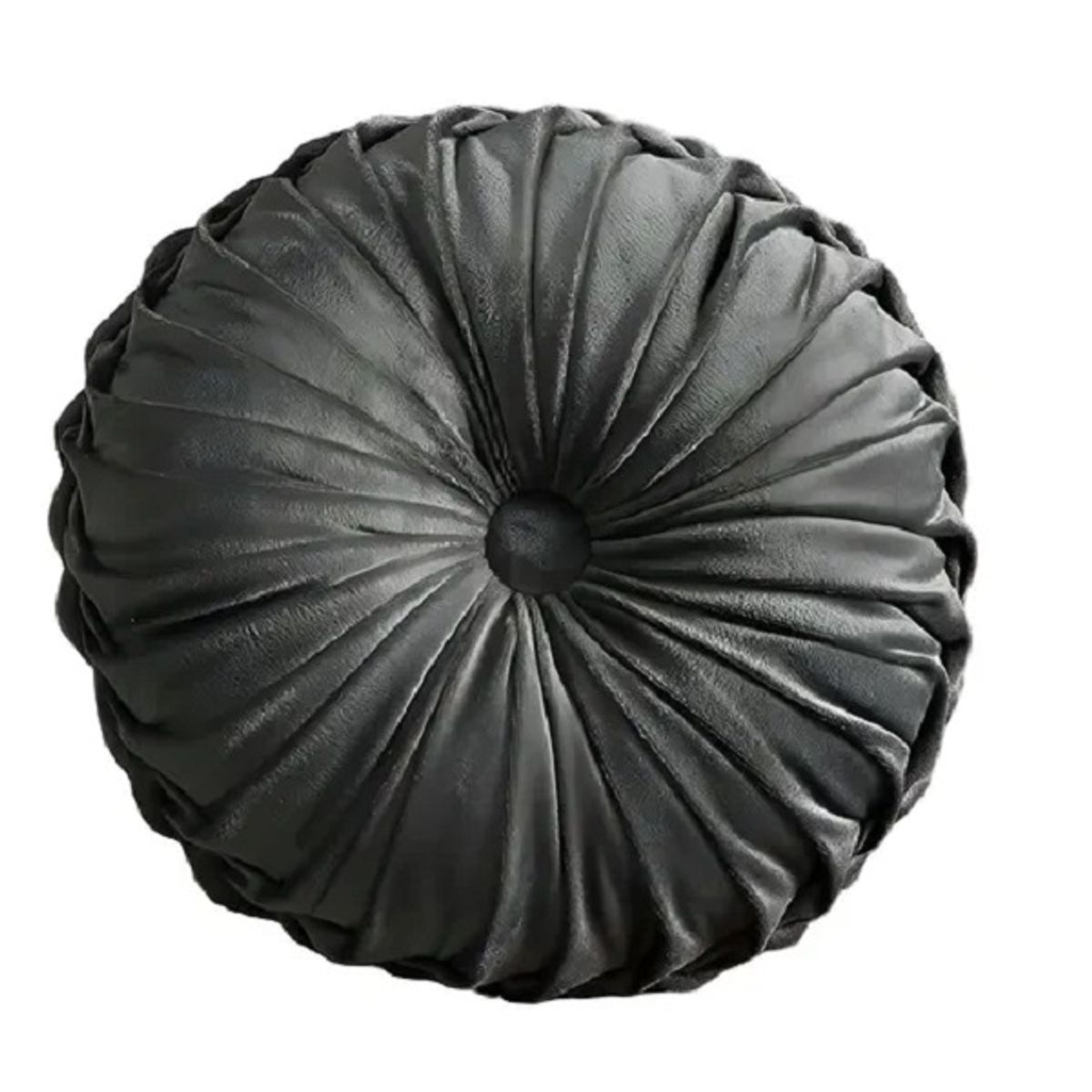 GENERICO - Cojín de Terciopelo Redondo Diametro 38 Cm color Gris oscuro