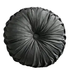 GENERICO - Cojín de Terciopelo Redondo Diametro 38 Cm color Gris oscuro