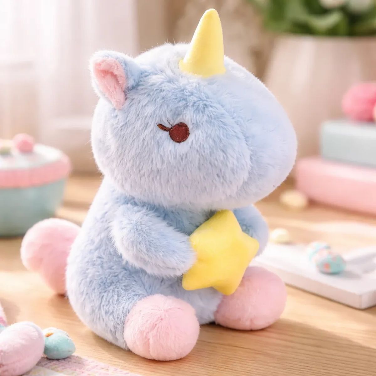 GENERICO - Peluche Unicornio Kawaii 22cm Con Estrella Suave