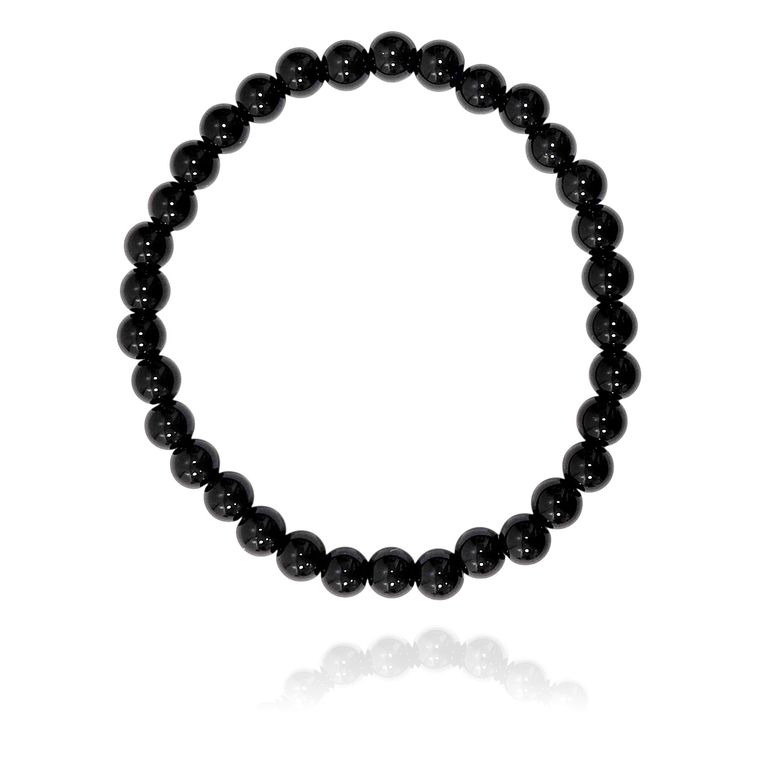 Pulsera Onix 6mm Elasticada Negro TALLA UNICA