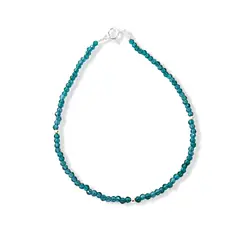COGGIOLA - Pulsera Cristal Verde Petróleo Bolita Plata Fina 925