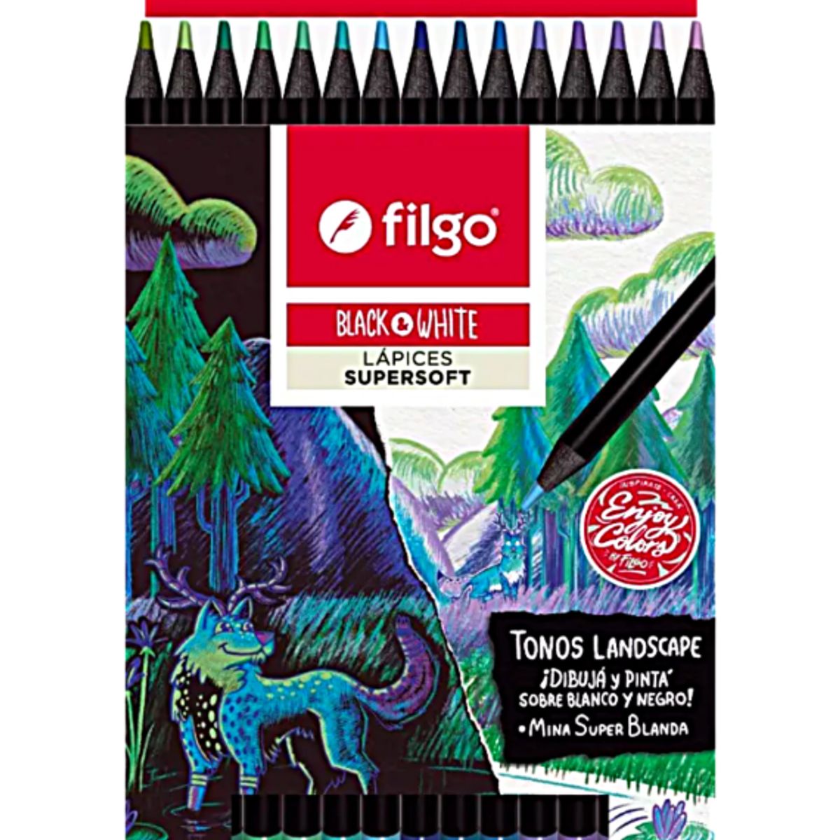 FILGO - LAPICES DE COLORES DE MADERA  ESTUCHE  15 LANDSCAPE