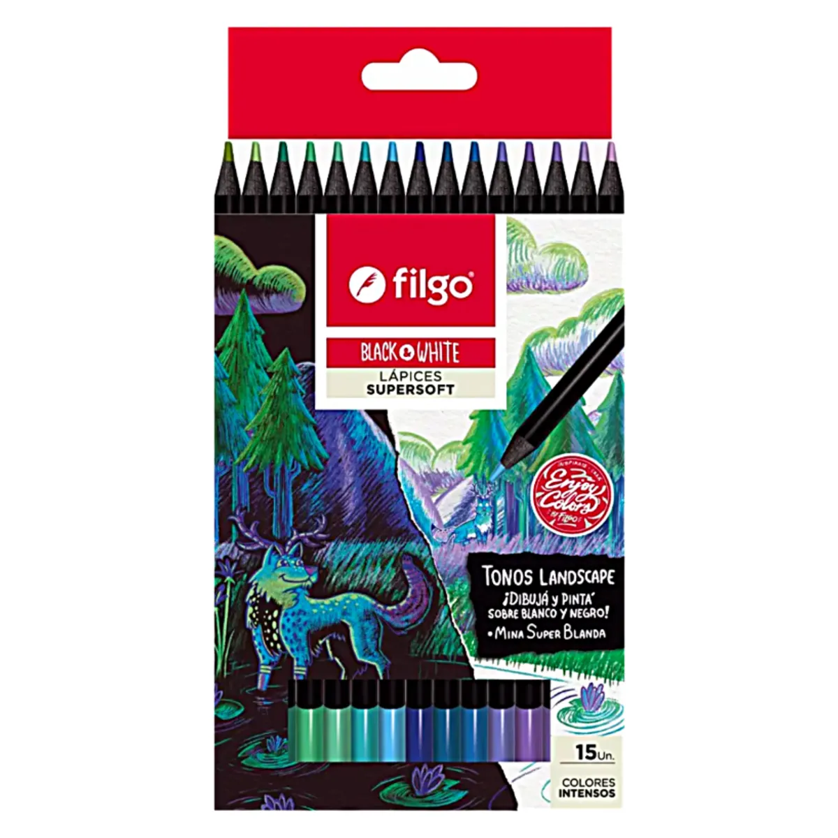 FILGO - LAPICES DE COLORES DE MADERA  ESTUCHE  15 LANDSCAPE