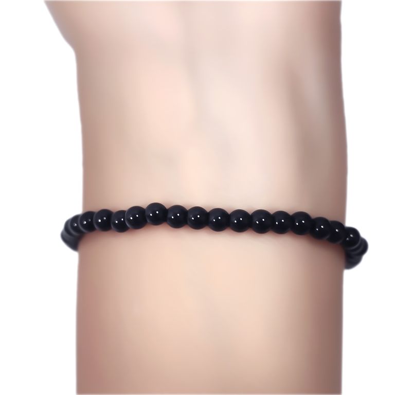 Pulsera Onix 4mm Elasticada Negro TALLA UNICA