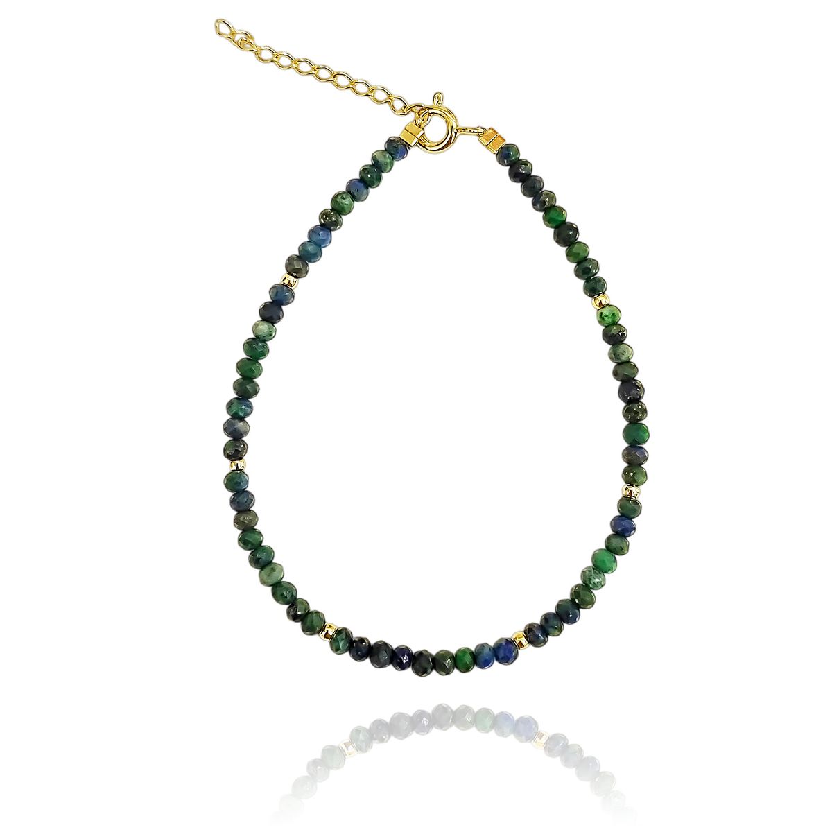 COGGIOLA - Pulsera Azurita Facetada 3mm Enchapado Oro 18K