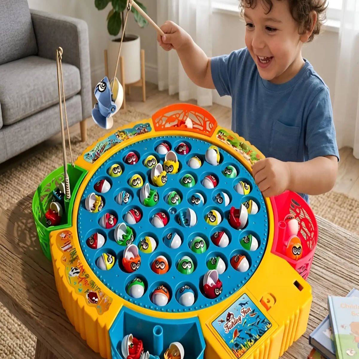 GENERICO - Juego de Pesca Musical Infantil Fishing Fun con Base Giratoria y Accesorios