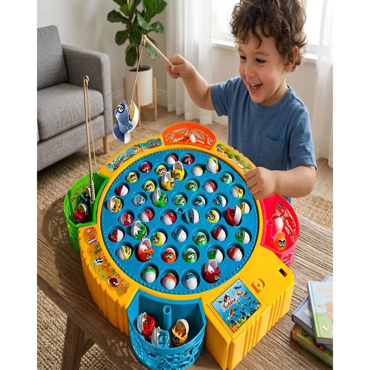 GENERICO - Juego de Pesca Musical Infantil Fishing Fun con Base Giratoria y Accesorios
