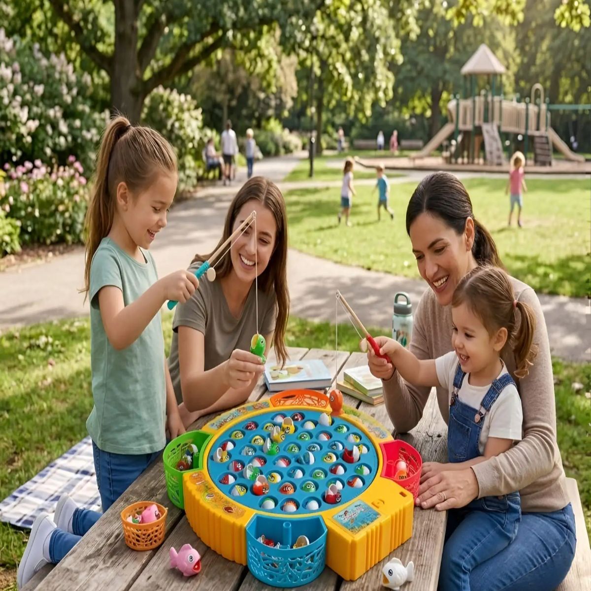 GENERICO - Juego de Pesca Musical Infantil Fishing Fun con Base Giratoria y Accesorios