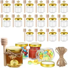GENERICO - Frasco De Vidrio Mini Miel Hexagonal 45 Ml Con Tapa (20pcs)