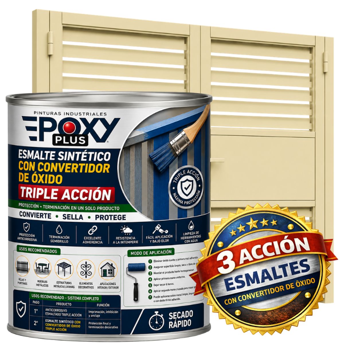 EPOXY - ESMALTE SINTETICO - CONVERTIDOR OXIDO - 1-8 GALÓN -  MARFIL