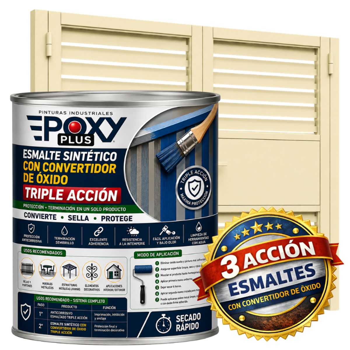 EPOXY - ESMALTE SINTETICO - CONVERTIDOR OXIDO - 1-8 GALÓN -  MARFIL CLARO