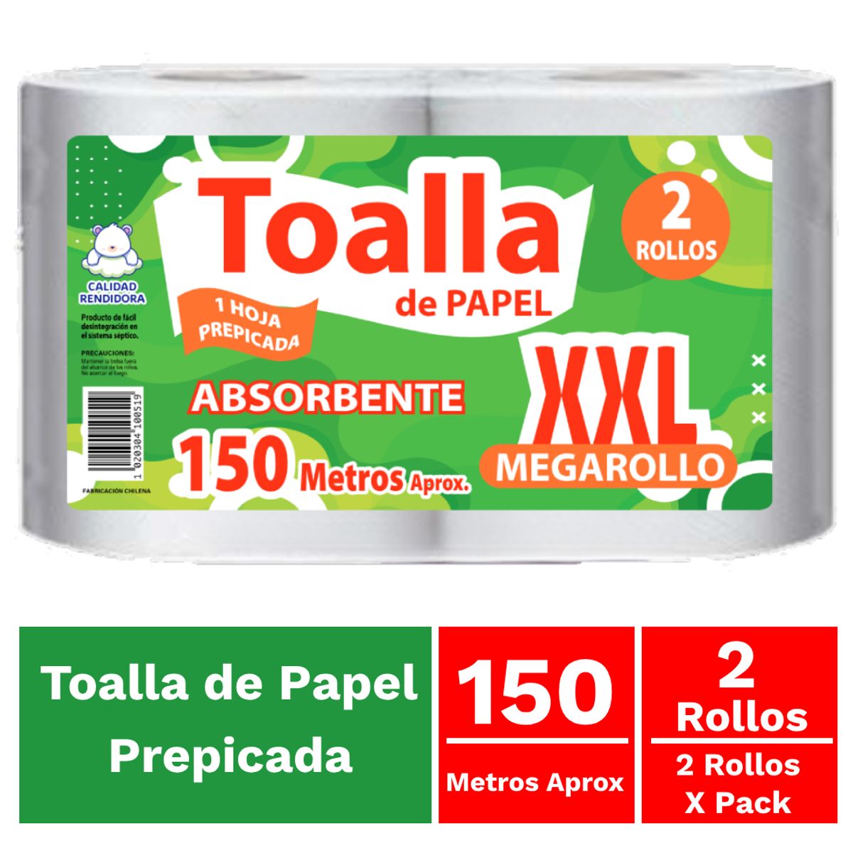 GENERICO - Toalla XXL Hogar 2x150 mts. Prepicada. extra Absorbente