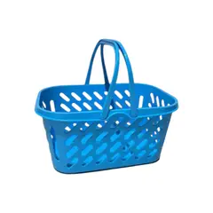 GENERICO - Canasta Plástica Ideal para Compras con Asas Azul
