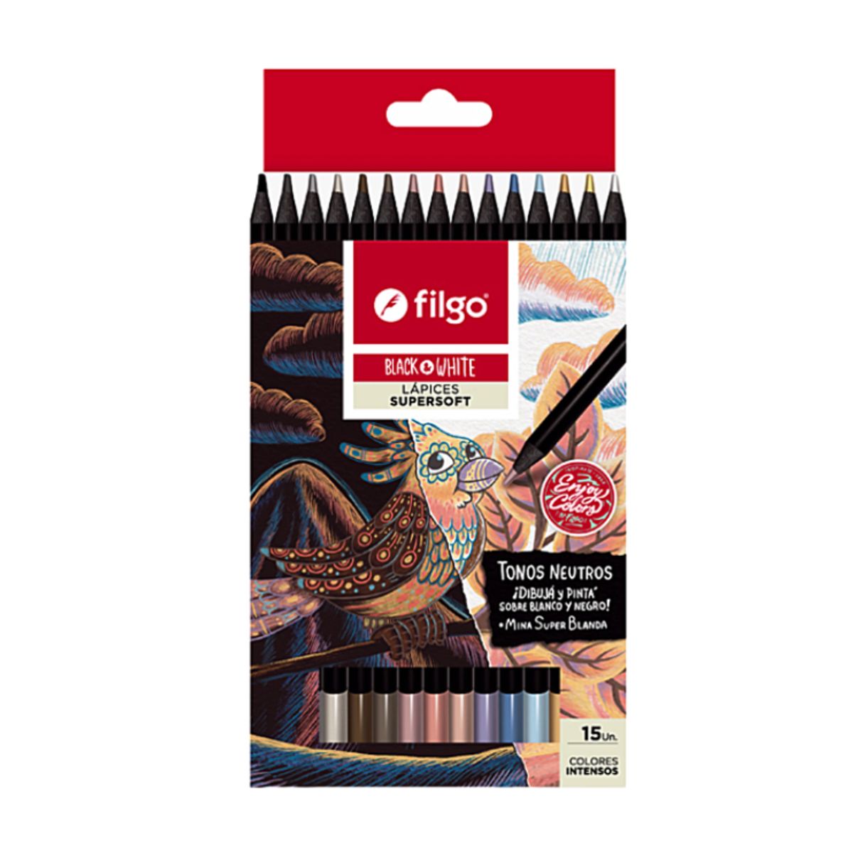 FILGO - LAPICES DE COLORES DE MADERA  ESTUCHE  15 NEUTRO