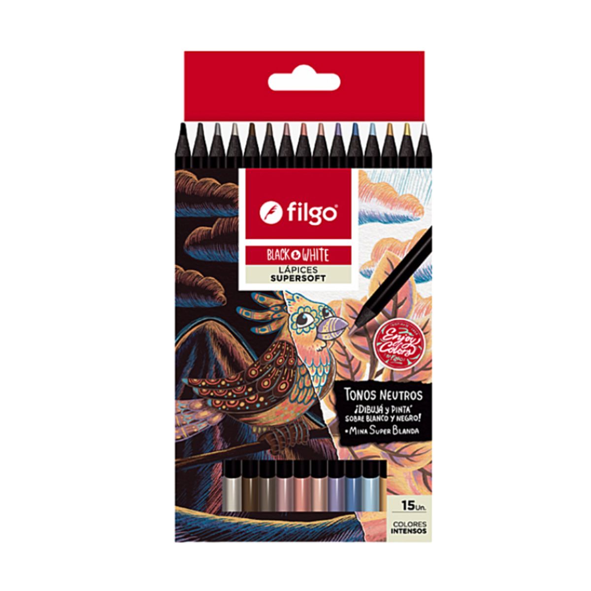 FILGO - LAPICES DE COLORES DE MADERA  ESTUCHE  15 NEUTRO
