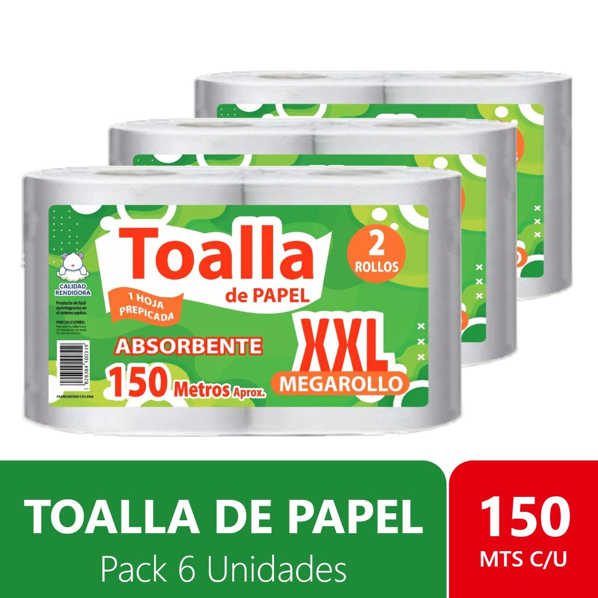 GENERICO - Pack 6 Toallas XXL Hogar 150 mts. Prepicada. extra Absorbente