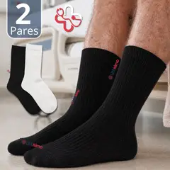 UTILISIMO - Pack 2 Pares Calcetines Diabéticos Hombre Algodón Suave Colores Surtidos Protección