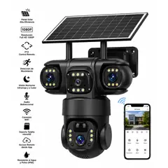 GENERICO - Cámara de Seguridad Solar WiFi PTZ Exterior con Visión Nocturna