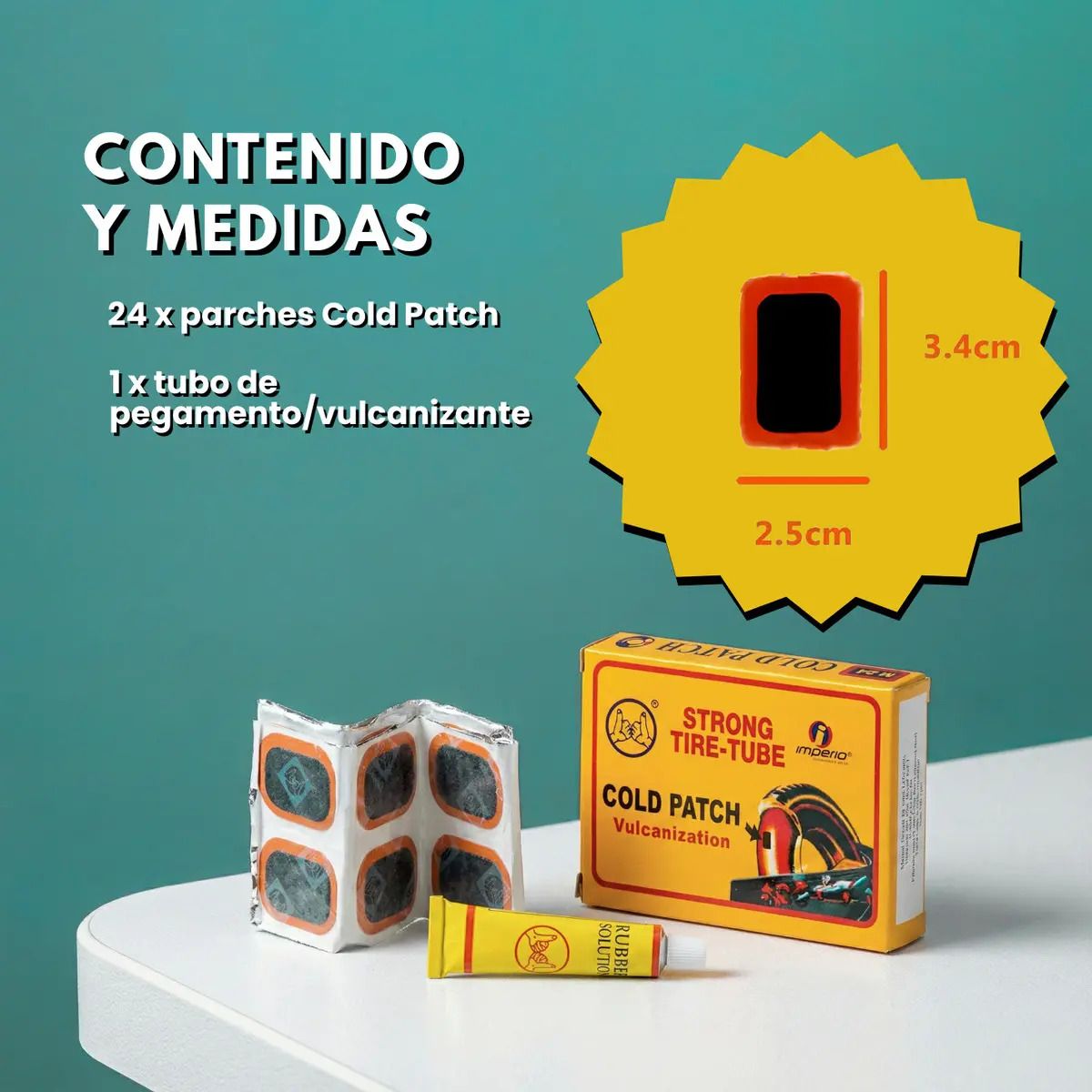 THUMBS UP - Kit De Parches De Goma Adhesivos Imperio Cold Patch Para Cámaras De Bicicleta Y Moto