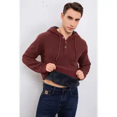 LIKE SHOP - Sweater Algodon Hombre Forro Piel Botones Gorro 7270