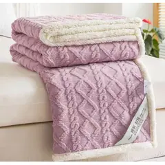 GENERICO - Frazada Manta Plush Sherpa Marron Trenzada Extra suave 200x230cm