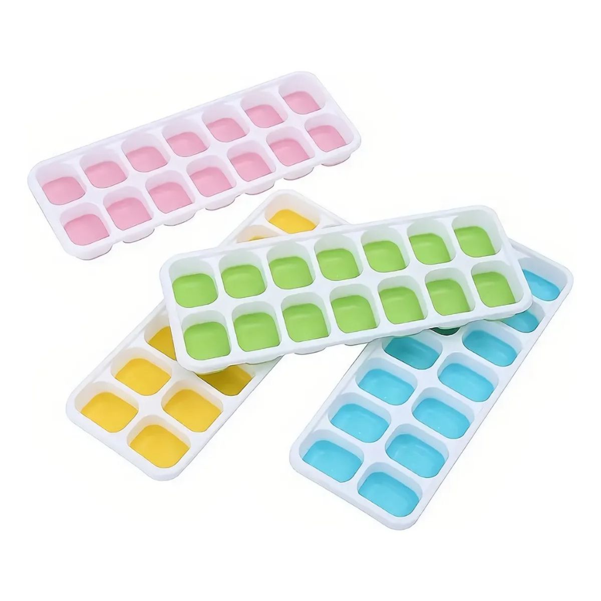 GENERICO - Pack 4 Molde Cubetera para Hielo con Base de Silicona Flexible
