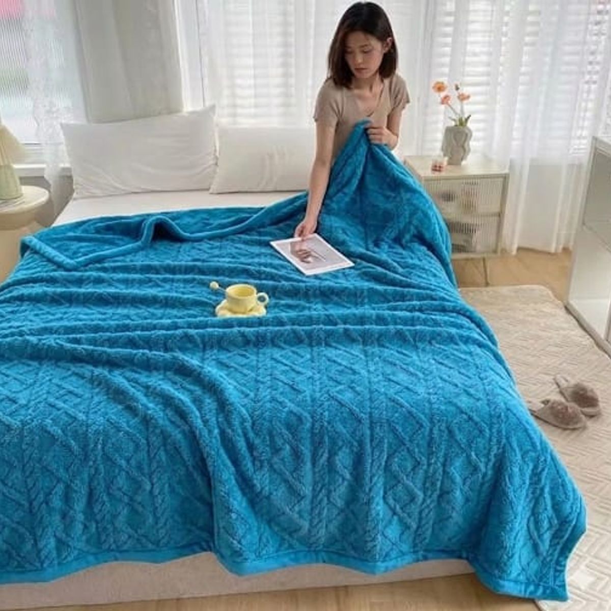GENERICO - Frazada Manta Plush Sherpa Extra suave 200x230cm