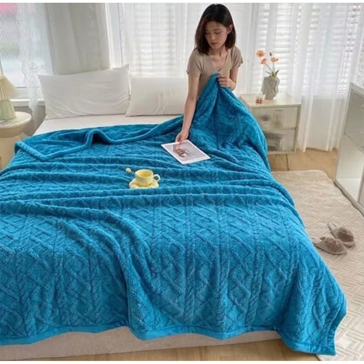GENERICO - Frazada Manta Plush Sherpa Extra suave 200x230cm