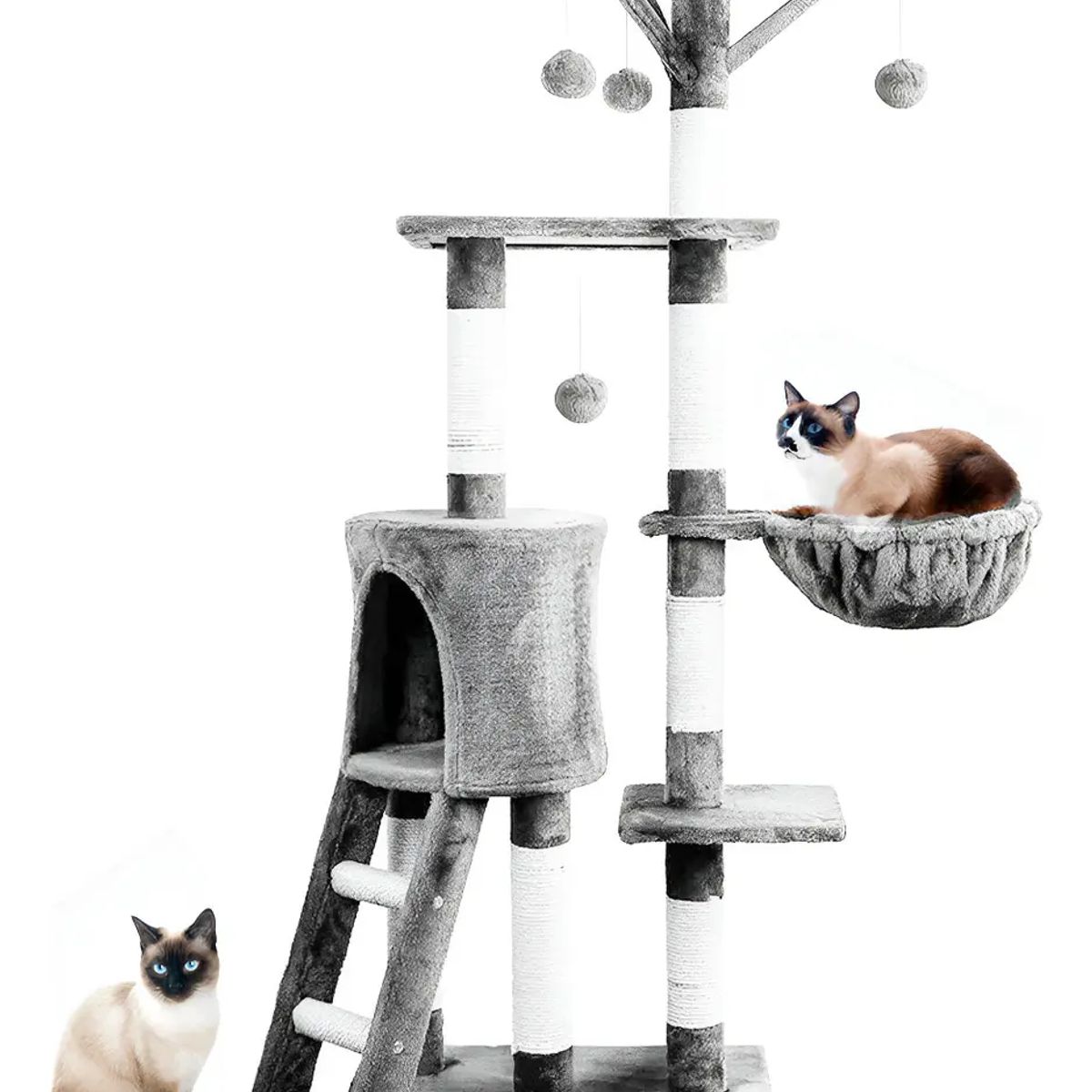 GENERICO - Rascador Torre Arbol Casa De Gato Terciopelo Juguete Gris