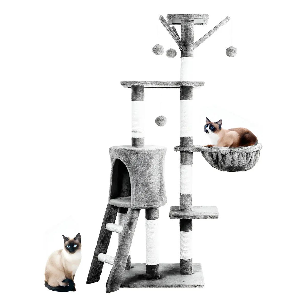 GENERICO - Rascador Torre Arbol Casa De Gato Terciopelo Juguete Gris