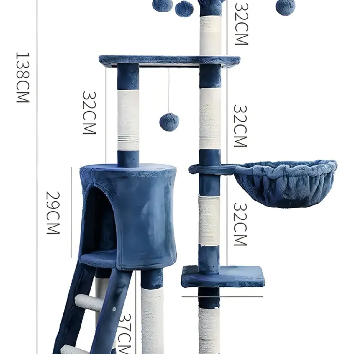 Rascador Torre Arbol Casa De Gato Terciopelo Juguete Gris, marca GENERICO - Foto Principal