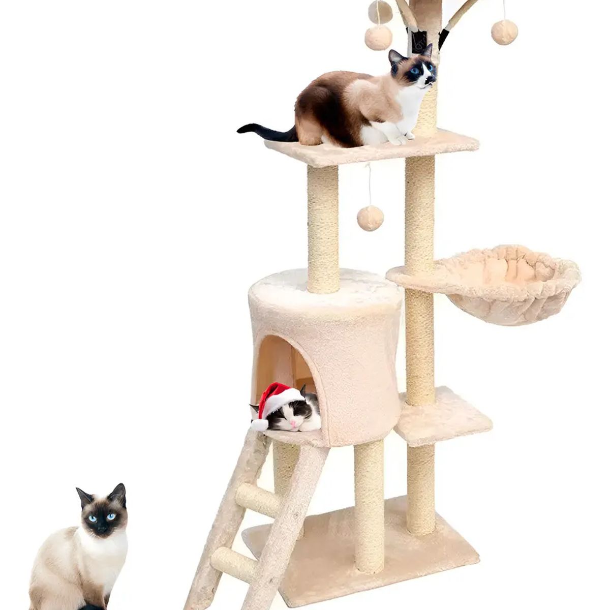 GENERICO - Rascador Torre Arbol Casa De Gato Terciopelo Juguete Gris