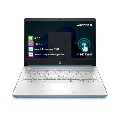 Hp Notebook Intel N150 4Gb 128Gb 14 Hd Táctil W11 Azul Luna