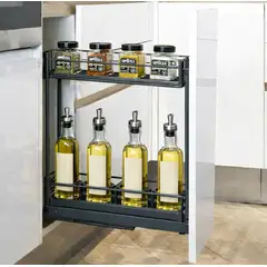 CASACHIC - Cesta extraíble angosta o especiero con porta botellas ANTRACITA,
