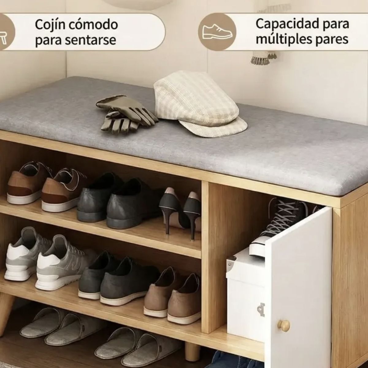 IDEEHOUSE - Zapatero Organizador Con Asiento 80cm