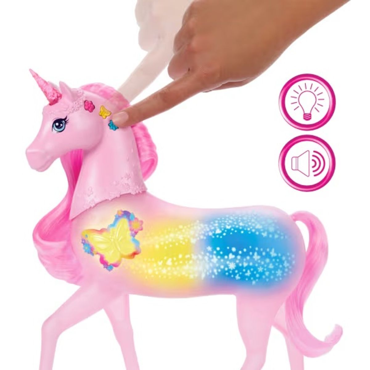 BARBIE - Unicornio Galopa Y Brilla De Barbie Con 20 Combinaciones Interactivas De Luces, Sonidos