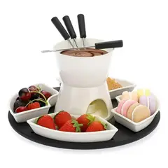 GENERICO - Juego de Fondue de Cerámica para Queso y Chocolate, con 4 Tenedores y 11 Piezas Yibaini