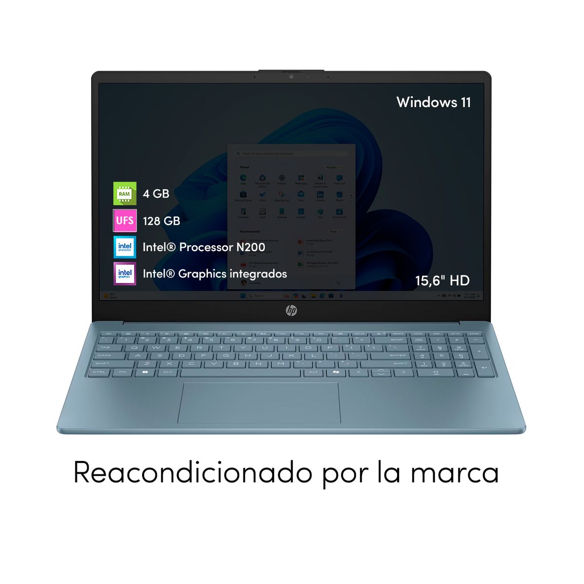 HP - Notebook HP Intel N200 4GB 128GB UFS 15.6 HD Win11