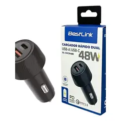 GENERICO - Cargador Celular De Auto Rápido Dual 48w Usb usb-c Bestlink