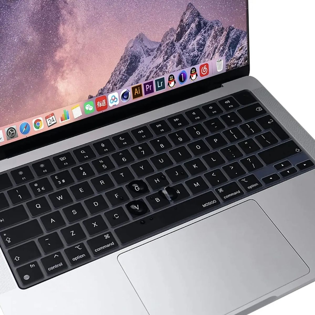 GENERICO - Cubre Teclado de Silicona para MacBook Air 13.6 M2 / M3 / M4 / M5 Negro