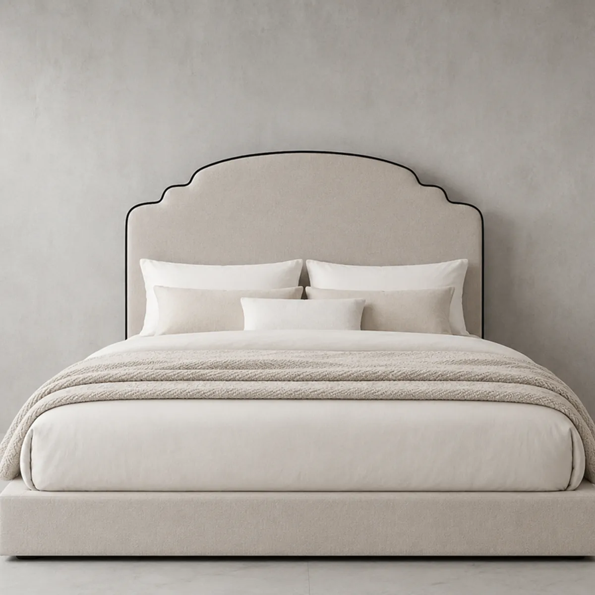 PAUZA - Respaldo Tapizado modelo Neruda beige claro Queen