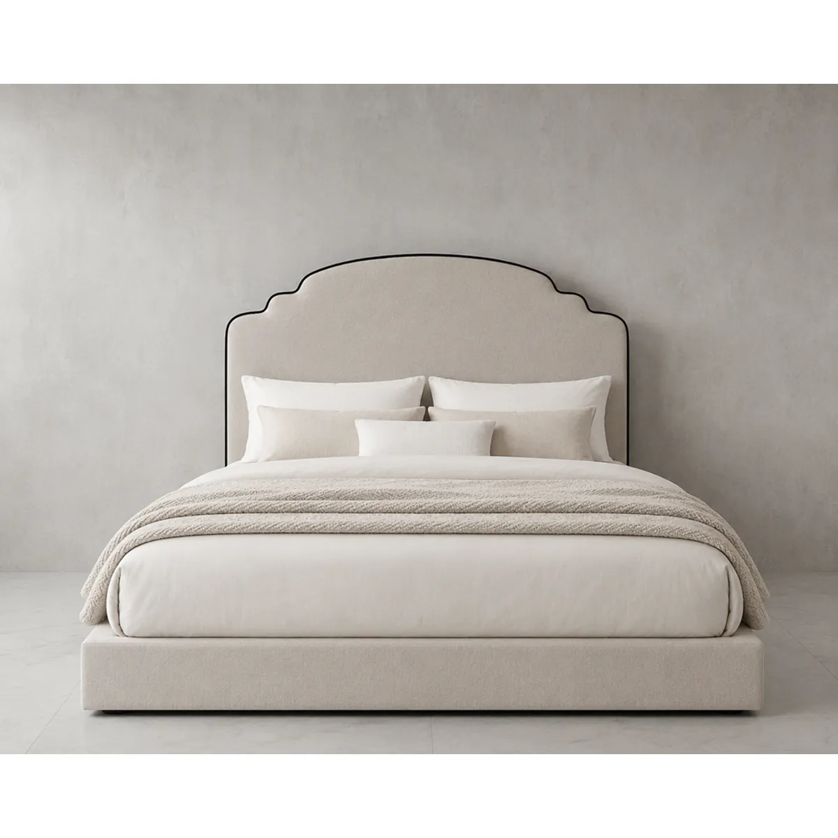 PAUZA - Respaldo Tapizado modelo Neruda beige claro Queen