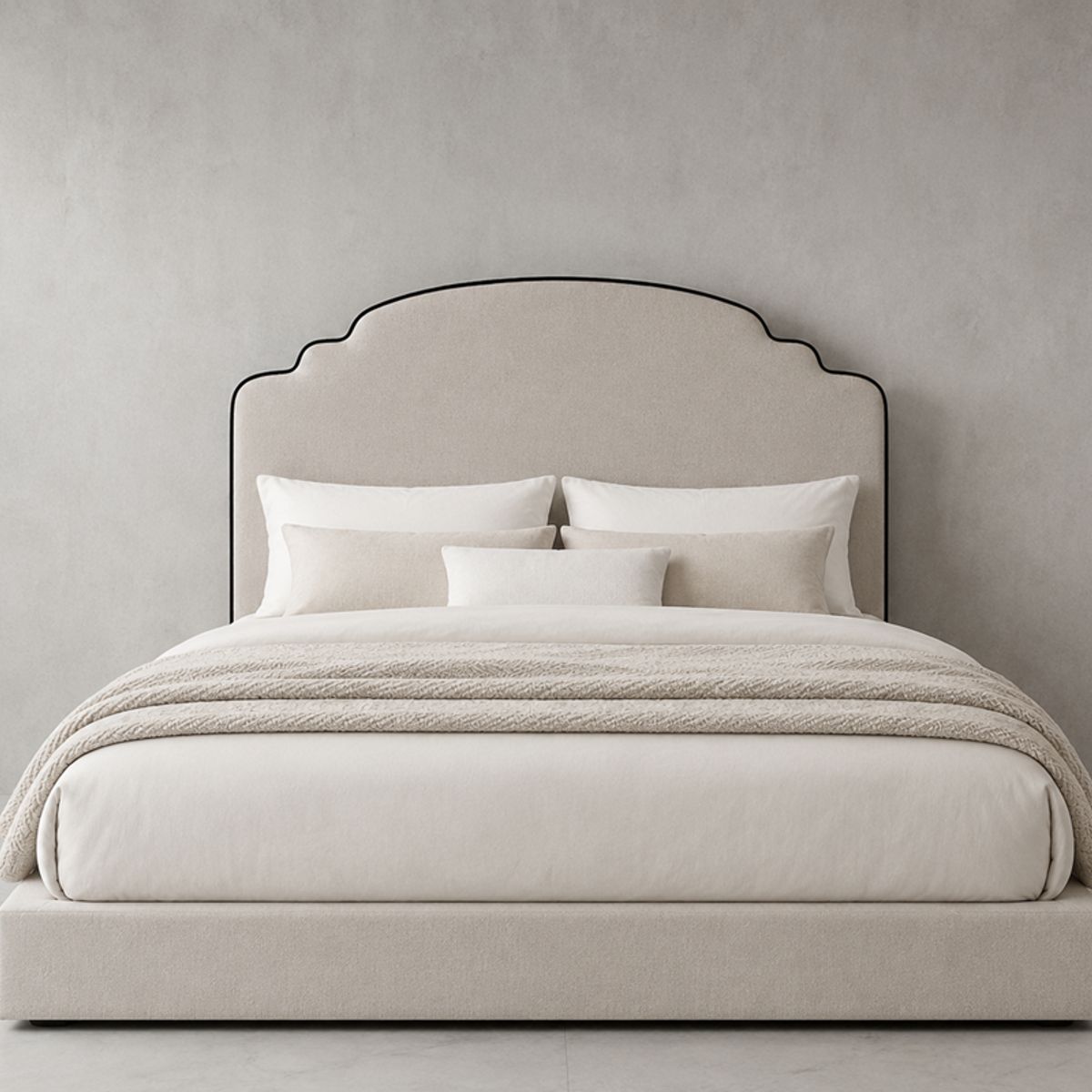 PAUZA - Respaldo Tapizado modelo Neruda beige claro Super king