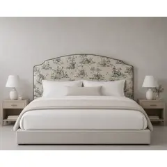 PAUZA - Respaldo Tapizado modelo Cóndor Toile de Jouy verde 1 plaza