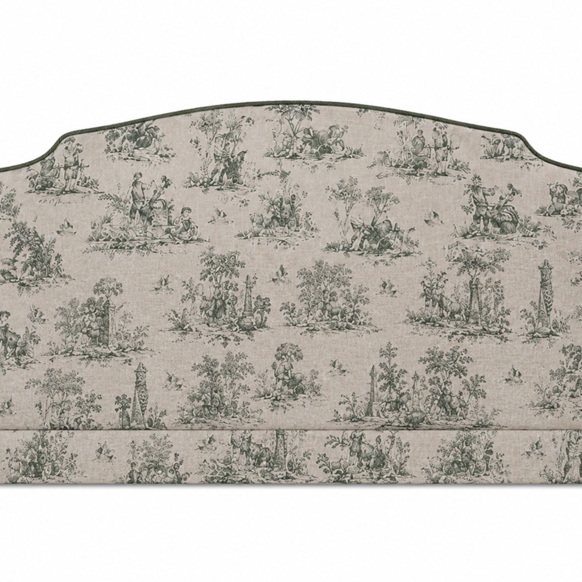 PAUZA - Respaldo Tapizado modelo Cóndor Toile de Jouy verde Super king