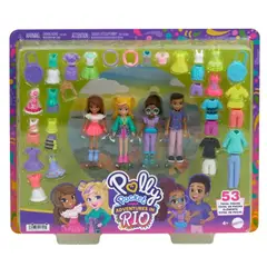 POLLY POCKET - Rio 53 piezas incluye 3 muñecas y 1 muñeco