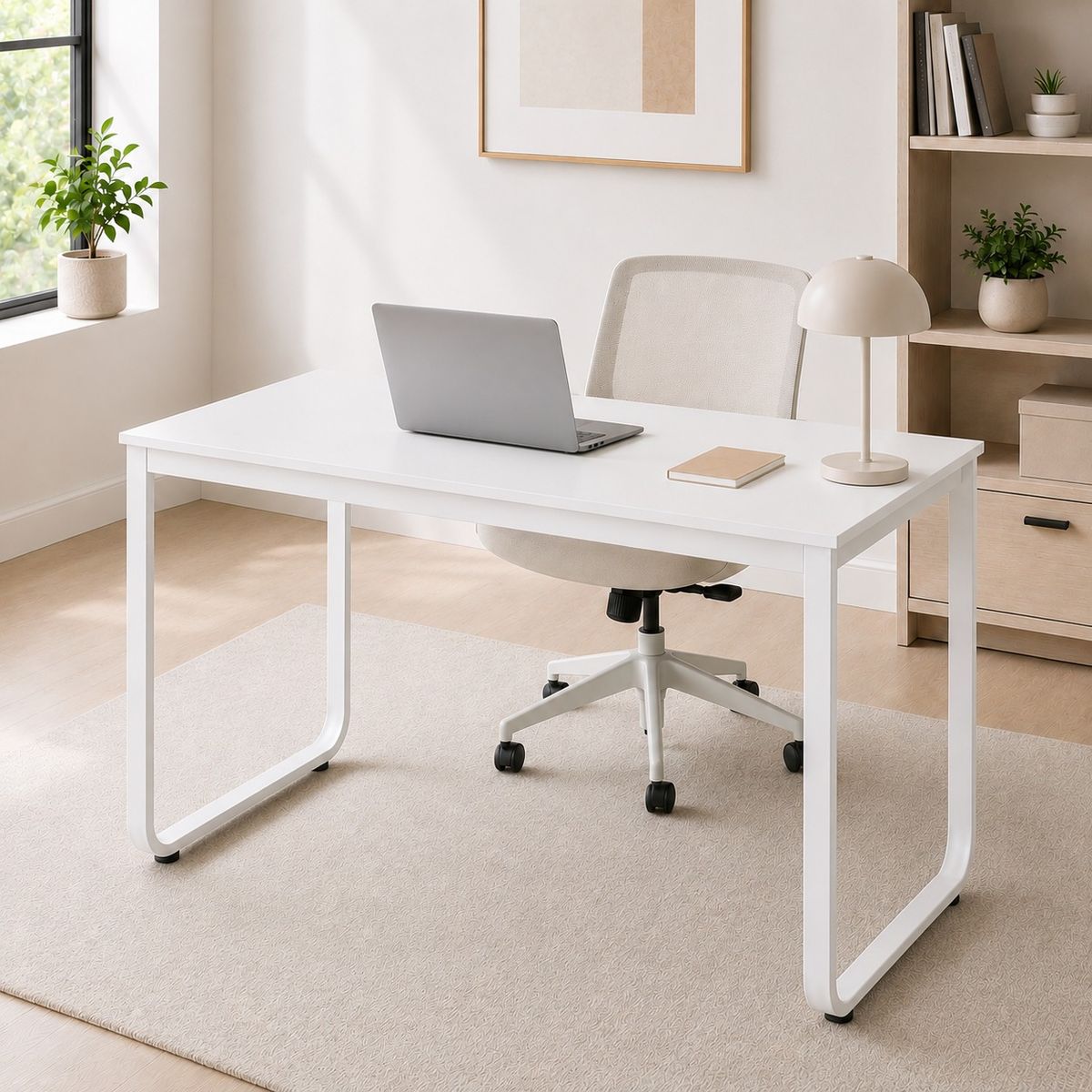 SPACE HOME - Escritorio Blanco 120 cm Zend para Home Office, Oficina o Estudio con Diseño Minimalista
