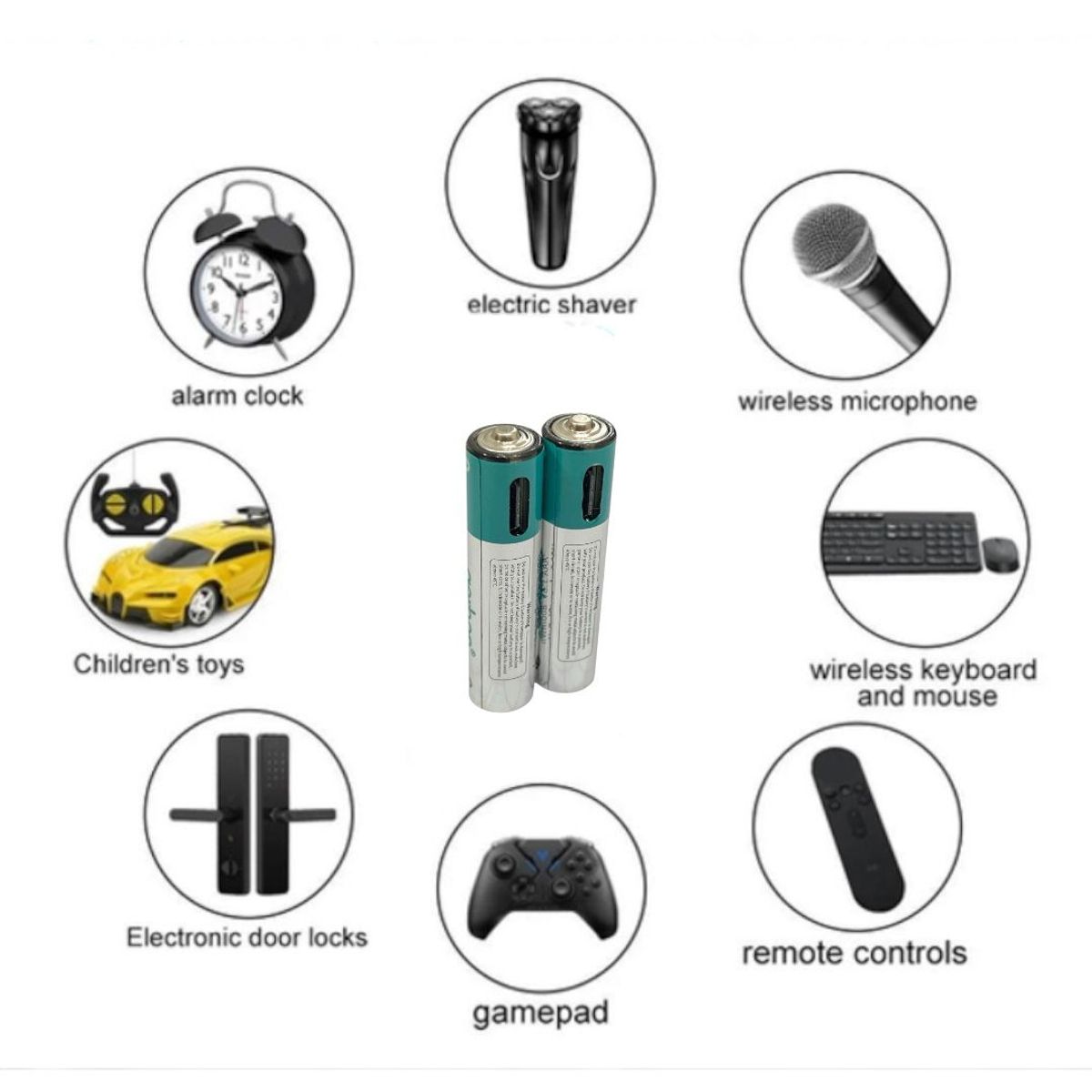 GENERICO - Pilas Recargables AAA USB-C 800mWh con Cable de Carga